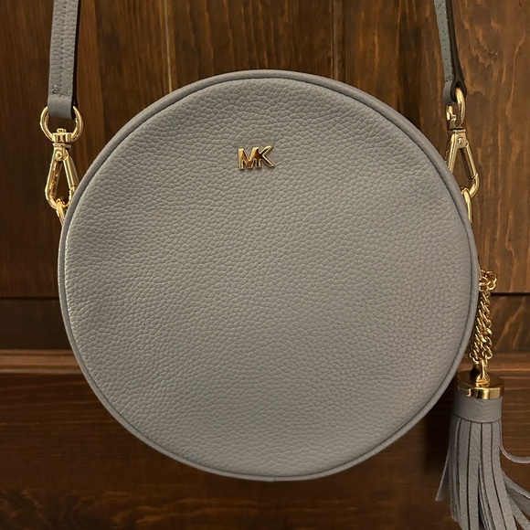 Michael Kors Circular Gray Crossbody Bag with Gold Details - Picture 1 of 6